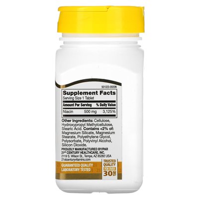 21st Century Niacin, Sustained Release, 500mg, 100 Tablets