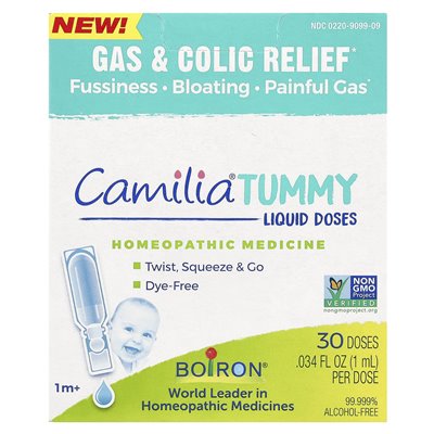Boiron, brzuch Camilia, dawki cieczy, 1 miesiąc +, 30 dawek, 0,34 fl oz (1 ml) Boiron, brzuch Camilia, dawki cieczy, 1 miesiąc +, 30 dawek, 0,34 fl oz (1 ml)