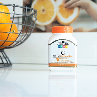 XXI wiek, witamina C z różami, 500 mg, 110 tabletek