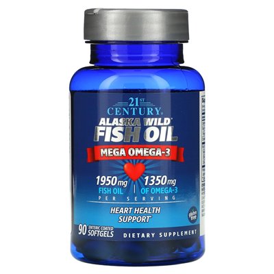 21st Century, Alaska Wildfischöl, Mega Omega 3, 90 Weichdarm-beschichtete