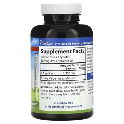 Carlson, L-Arginine, 1350 mg, 180 capsules (675 mg per capsule)