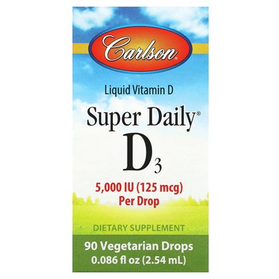 Carlson, Super Daily®, D3, 125 MCG (5000 IU), 0,086 Fl Oz (2,54 ml)