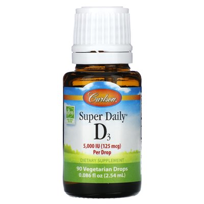 Carlson, Super Daily®, D3, 125 MCG (5000 IU), 0.086 Fl Oz (2.54 ml)