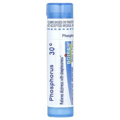 Boiron, fosfor, 30c, pomoc snu, około 80 granulków Boiron, fosfor, 30c, pomoc snu, około 80 granulków