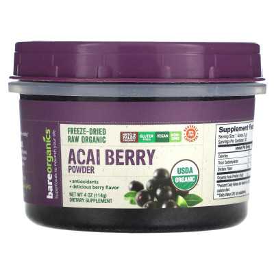 Bareorganics, gefriergetrocknetes rohes Acai-Beerenpulver, 4 oz (114 g)