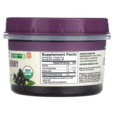 Bareorganics, gefriergetrocknetes rohes Acai-Beerenpulver, 4 oz (114 g)