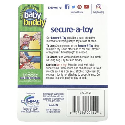 Baby Buddy, Secure-A-Toy, 4+ Months, Pink and Purple, 2 Straps