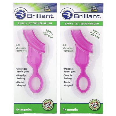 Baby Buddy, Brilliant, Baby's 1st Teether-Brush, 4+ months, 2 Teether-Brush Baby Buddy, Brilliant, Baby's 1st Teether-Brush, 4+ months, 2 Teether-Brush