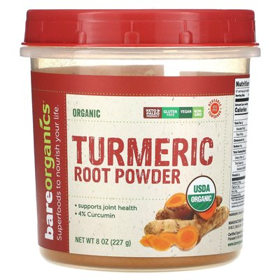 Bareorganics, Kurkuma-Wurzelpulver, 8 oz (227 g)