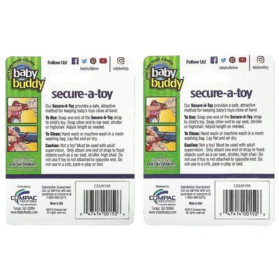Baby Buddy, Secure-a-Toy, 4 + miesiące, czarny/ciemnoniebieski i jasnoniebieski/biały, 4 paski