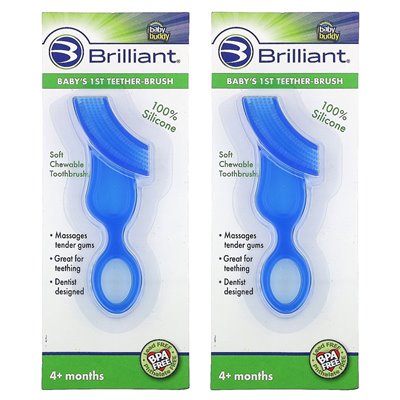 Baby Buddy, Brilliant, Baby's 1st Teether-Brush, 4+ Months, 2 Teether-Brush Baby Buddy, Brilliant, Baby's 1st Teether-Brush, 4+ Months, 2 Teether-Brush