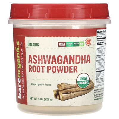Bareorganics, Bio-Ashwagandha-Wurzelpulver, 8 oz (227 g)