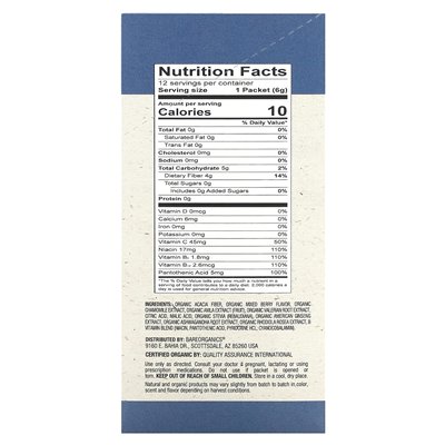 Bareorganics, Schlaf, Superfood-Wasserverstärker, Bio-Beerenmischung, 12 Packungen, je 0,21 oz (6 g)
