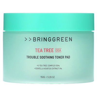 Bringrgreen, Tree Tree CICA, Trouble Soothing Toner Pad, 5,29 uncji (150 g)