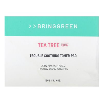 Bringrgreen, Tree Tree CICA, Trouble Soothing Toner Pad, 5,29 uncji (150 g)