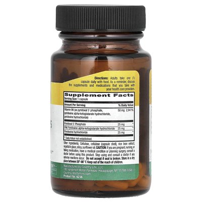 Country Life, Coenzyme Active B6 Caps, P-5-P/Pak, 30 wegańskich kapsułek Country Life, Coenzyme Active B6 Caps, P-5-P/Pak, 30 wegańskich kapsułek