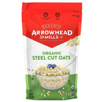Arrowhead Mills, Organic Stael Cut Oats, 1 funt 8 uncji (680 g) Arrowhead Mills, Organic Stael Cut Oats, 1 funt 8 uncji (680 g)