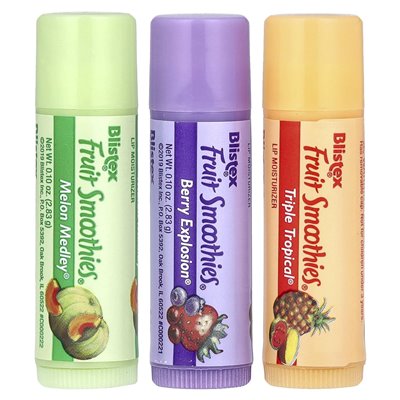 Blistex, Nawilżacz do Ust, Owocowe Smoothies, 3 Batony, 0.10 uncji (2.83 g) Każdy Blistex, Nawilżacz do Ust, Owocowe Smoothies, 3 Batony, 0.10 uncji (2.83 g) Każdy