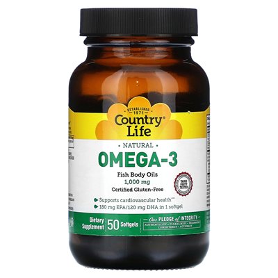 Country Life, Natural Omega-3, 1000 mg, 50 soft