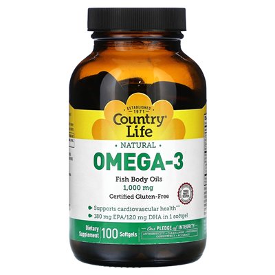 Country Life, Natural Omega-3, 1000mg, 100 Soft