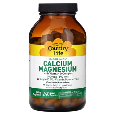 Country Life, Target Mines, Calcium Magnesium mit Vitamin D-Komplex, 240 vegane Kapseln
