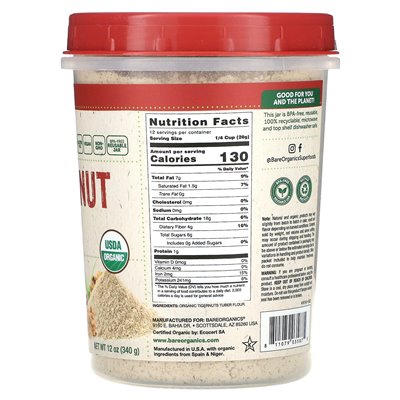 Bareorganics, Bio-Tigernussmehl, 12 oz (340 g)