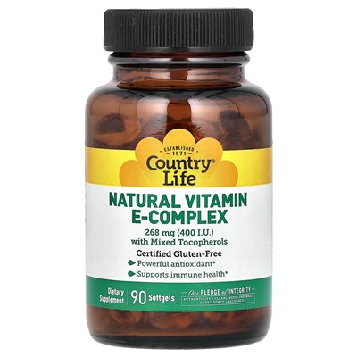 Country Life, natürlicher Vitaminkomplex mit gemischten Tocopherolen, 268 mg (400 IE), 90 Kapseln