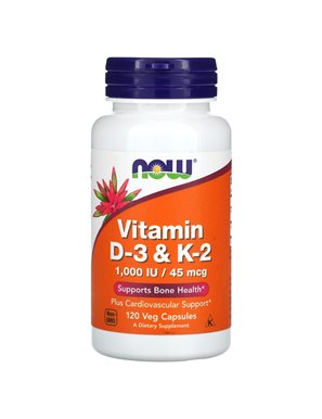 NOW Foods, Vitamin D3 und K2, 120 Gemüsekapseln