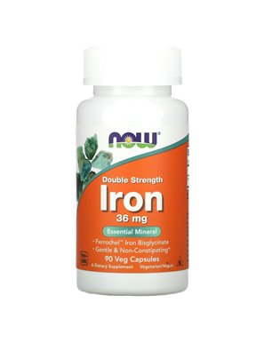 NOW Foods, Iron, Double Strength, 36 mg, 90 Veg Capsules NOW Foods, Iron, Double Strength, 36 mg, 90 Veg Capsules