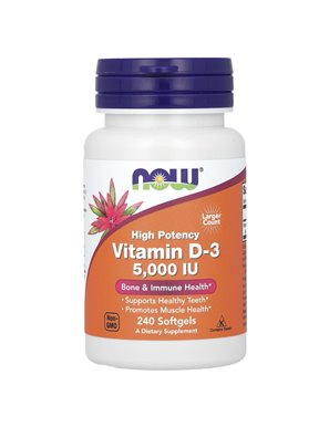 NOW Foods, hochwirksames Vitamin D3, 125 µg (5000 IE), 240 Weichkapseln
