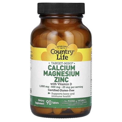 Country Life, Calcium Zinc Magnesium with Vitamin D, 90 Tablets