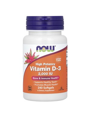 NOW Foods, High Potency Vitamin D-3, 2000 IU, 240 Softgels NOW Foods, High Potency Vitamin D-3, 2000 IU, 240 Softgels