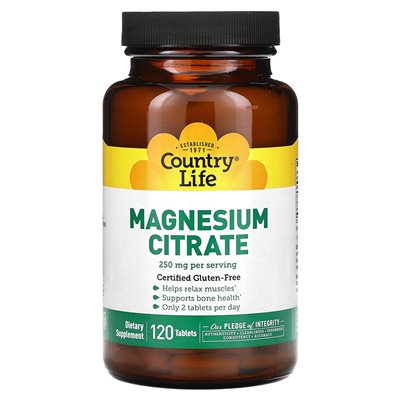 Życie country, cytrynian magnezu, 250 mg, 120 tabletek (125 mg na tablet)