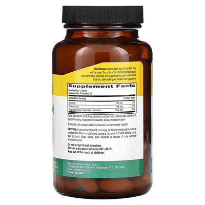 Życie country, cytrynian magnezu, 250 mg, 120 tabletek (125 mg na tablet)