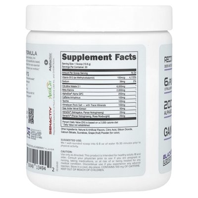 Bucked Up, 100, przedtrening, lemoniada Blackberry, 11,2 uncji (318 g)