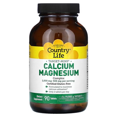 Country Life, Mininy Celu, Kalzium-Magnesium-Komplex, 90 Tabletten
