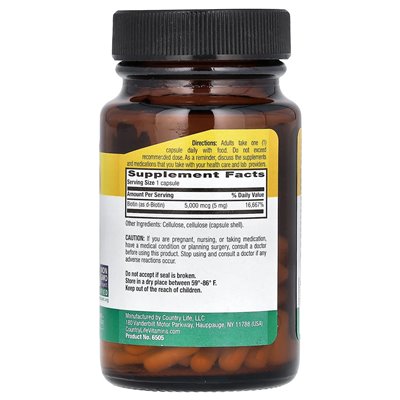 Życie wiejskie, biotyna o dużej mocy, 5 mg, 60 wegańskich kapsułek