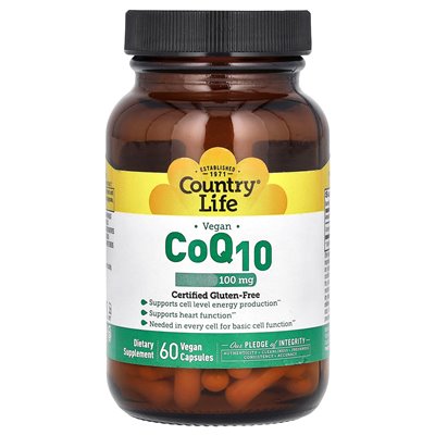 Country Life, wegańskie coq10, 100 mg, 60 wegańskich kapsułek