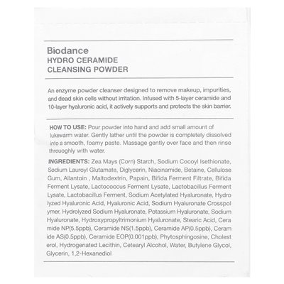 Biodance, proszek do czyszczenia ceramidowego hydro, 30 opakowań, 0,03 uncji (1 g) Biodance, proszek do czyszczenia ceramidowego hydro, 30 opakowań, 0,03 uncji (1 g)
