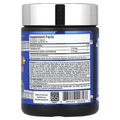 Allmax, yohimbine + rauwolscine, 60 kapsułek