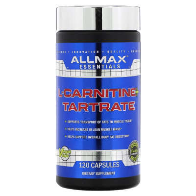 Allmax, Essentials, L-carnitine + tartrate, 120 capsules