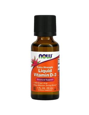 NOW Foods, Vitamin D3 Liquid, Extra Strength, 1000 IU, 30 ml NOW Foods, Vitamin D3 Liquid, Extra Strength, 1000 IU, 30 ml