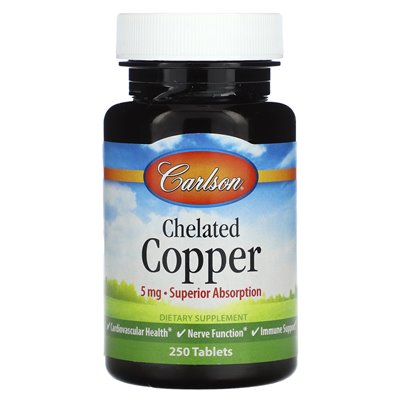 Carlson, Chelatisiertes Kupfer, 5 mg, 250 Tabletten