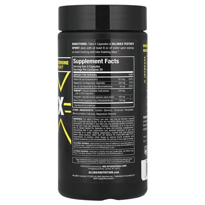 ALLMAX, TestoFX Sport, Testosterone Support Formula, 80 Capsules