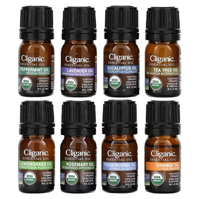 Cliganic, 100% Pure Essential Oil, Aromatherapy Set, 8 Piece Set Cliganic, 100% Pure Essential Oil, Aromatherapy Set, 8 Piece Set