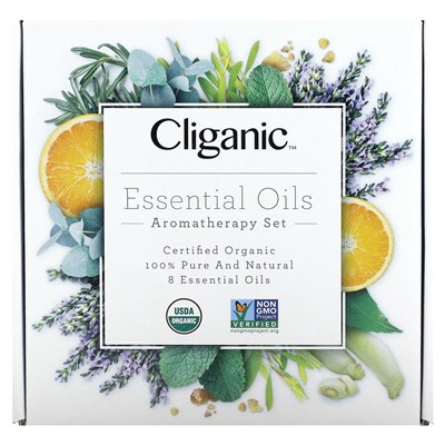 Cliganic, 100% Pure Essential Oil, Aromatherapy Set, 8 Piece Set Cliganic, 100% Pure Essential Oil, Aromatherapy Set, 8 Piece Set