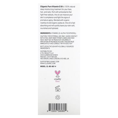 Cliganic, 100% Pure & Natural, Vitamin E Oil, 120,000 IU, 4 fl oz (120 ml) Cliganic, 100% Pure & Natural, Vitamin E Oil, 120,000 IU, 4 fl oz (120 ml)