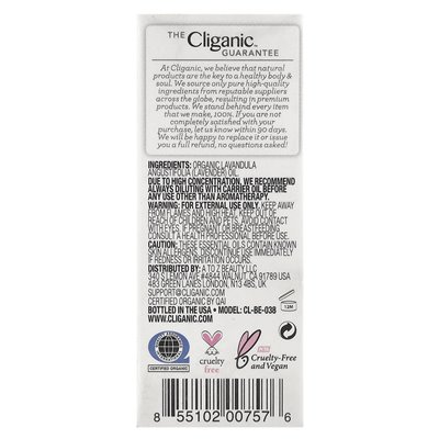 Cliganic, 100% Czysty Olejek Eteryczny, Olejek Lawendowy, 0,33 uncji (10 ml)