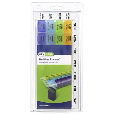 Ezy dawka, cotygodniowe 4x/dzień z pop-outs Medtime Planner, 1 hrabia