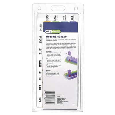 Ezy dawka, cotygodniowe 4x/dzień z pop-outs Medtime Planner, 1 hrabia
